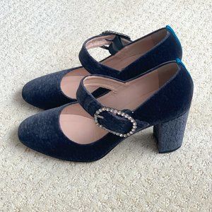 SJP by Sarah Jessica Parker Navy Heels with Embellished Buckle